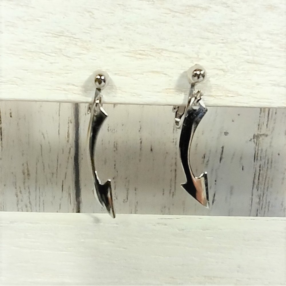 Metal Curved Arrow Dangle Bohemian Clip Earrings